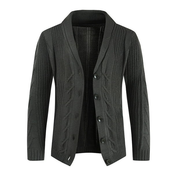 Mancave Men Solid Color Turndown Double Wool Collar Single Breasted Slim Coat 